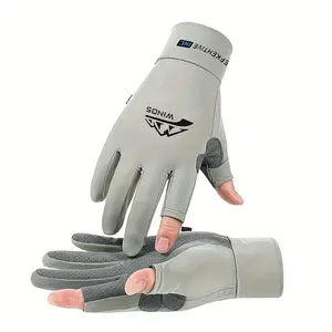 Breathable Sweat-Absorbing Thin Fishing Gloves for Men and Women, Two-Finger Design, Perfect Holiday Gift, Unisex Fishing Accessories