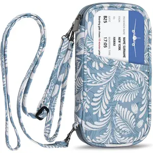 Family Passport Wallet Holder Waterproof, Travel Document Organizer Credit Card Clutch Bag for Men Women (RFID Leaf)