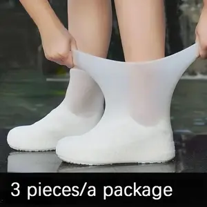 Waterproof Latex Shoe Covers - 3 Pairs Reusable Non-Slip Rain Boot Protectors for Outdoor Use - Unisex Design - Easy Foldable & Versatile Colors