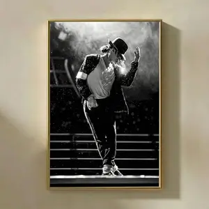 Michael Jackson Style Dance Poster Print, Black and White Music Legend Wall Art, Pop Icon Stage Performance Modern Wall Decor