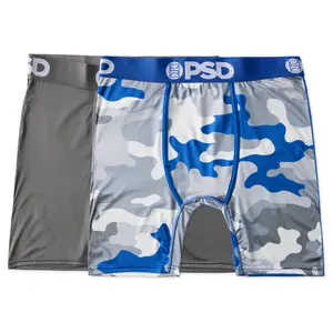 PSD Men's Camo Boxer Brief 2 Pack - Standard Length 7 Inch Inseam, Soft and Breathable Cotton Blend Fabric