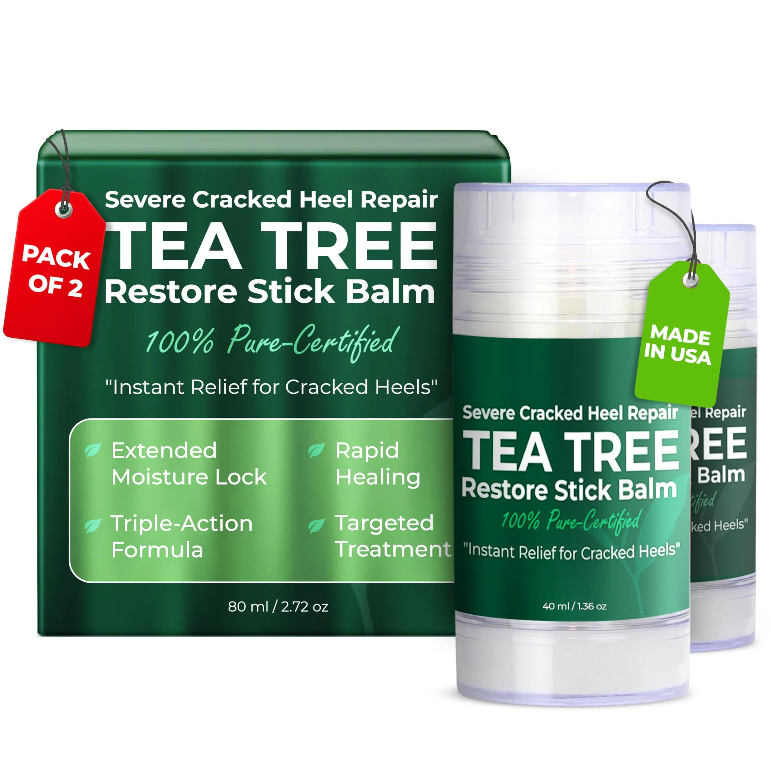 Foot Cream with Tea Tree Oil | Antifungal Cream to Soothes Cracked Heels, Dry Skin & Itchy Feet | Helps with Athlete’s Foot, Nail Fungus & Jock Itch | Relieves Itching & Burning | 4.05 fl oz