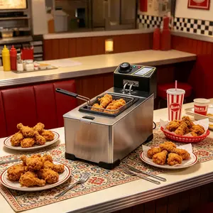 3.5L Compact Electric Deep Fryer, Equipped with Adjustable Thermostat and 60-Minute Timer, Removable Non-Stick Oil Tank Easy to Clean, Perfect for Frying Chicken, Fries, Onion Rings and Vegetables