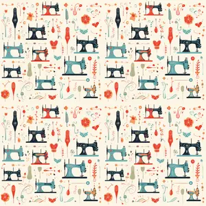 Vintage Sewing Machines Pattern 4 Quilting Cotton Fabric