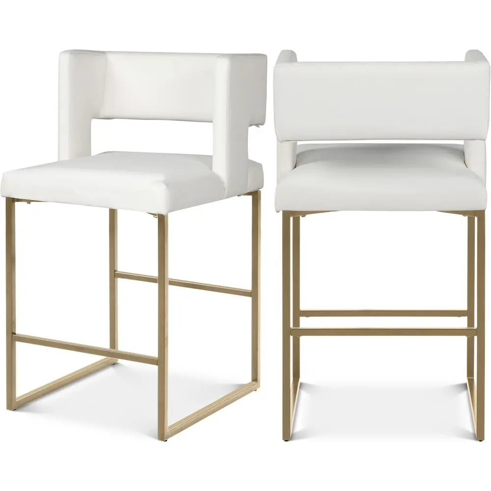 Caleb White Vegan Leather Counter Stool, Set of 2