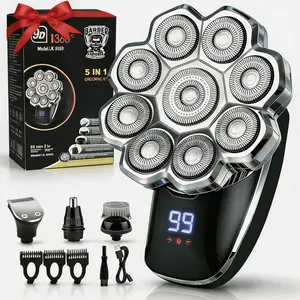 LARGNER-6 in 1 Electric Head Shaver, 1 Box Waterproof Wet/dry Grooming Shaver & Accessories, Cordless Rechargeable Bald Head Razor for Home & Travel Gift, Multifunctional Epilator