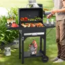 MASTER COOK Portable Freestanding Charcoal Grill - Metal Frame, 2 Side Tables, 332 SQIN Cooking Area, Open Flame Outdoor Barbeque Bbq Pit for Smoking Meats, Party, 332 SQIN for Groups (Black),familyfun