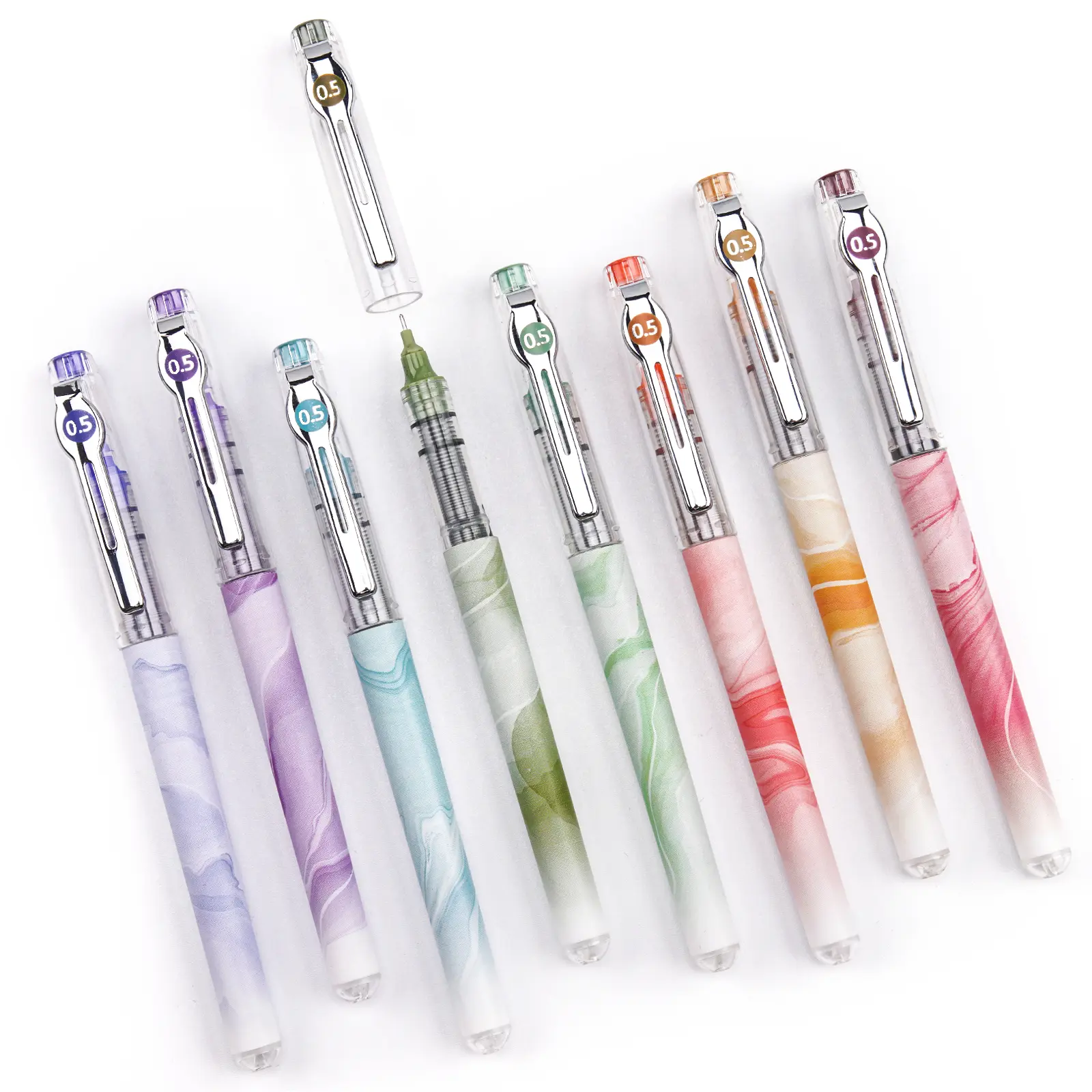 Writech Multi Colored Liquid Ink Rollerball Pens 0.5mm Extra Fine Point Tip Rolling Roller Ball Pen 8ct Assorted Colors