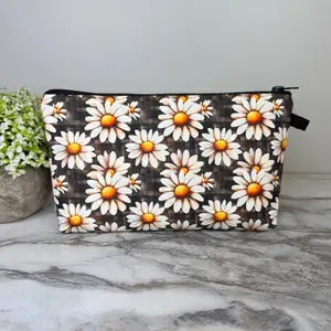 Pouch - Floral Brown Daisy Gingham