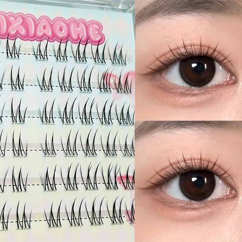 MIXIAOHE glue-free, Glueless Lashes Clusters, False Eyelashes Clusters, 60 clusters DIY free removal C degree Japanese and Korean style daily segmented adhesive strip extension simulation eyelashes DIY Eyelash Extensions
