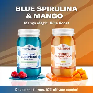 True Sea Moss 2-Bottle Bundle: Mango & Blue Spirulina-Raspberry – Wildcrafted Irish Sea Moss Gel – Rich in Essential Minerals & Vitamins – supports overall vitality