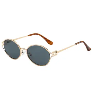 Retro Gold Sunglasses Unisex Small Oval Round Shades for Women and Men — Valentine's Gift for Her — Trending Fashion Eyewear Accessory, Classic Retro Style