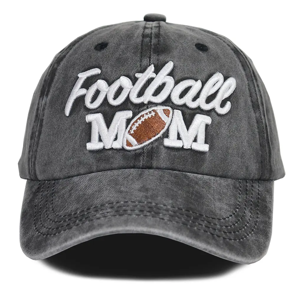 Football Mom Embroidered Football Cap for Women, Vintage Washed Distressed Softball Mom Hat for Mama