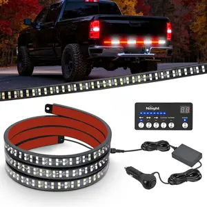 Nilight 60 Inch Strobe Light Strips with Controller, 384LED Flashing Safety Rear Window Tailgate Lights for Truck Trailer Construction Plow Pickup Tow SUV Vehicles, Red White