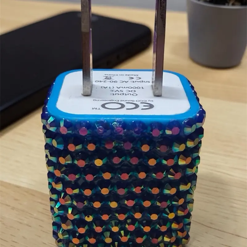 Bedazzled USB-A Wall Charging Block, Charger for Smartphone, Mobile & Electronic Devices with Stable Connection
