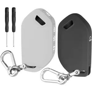 2 Pcs for Kia Key Fob Cover,5 Buttons Silicone Key Cover with Keychain,Compatible with 2023 2024 2025 Kia Telluride Sorento EV5 K4 K5 GT-Line (Black+Grey)