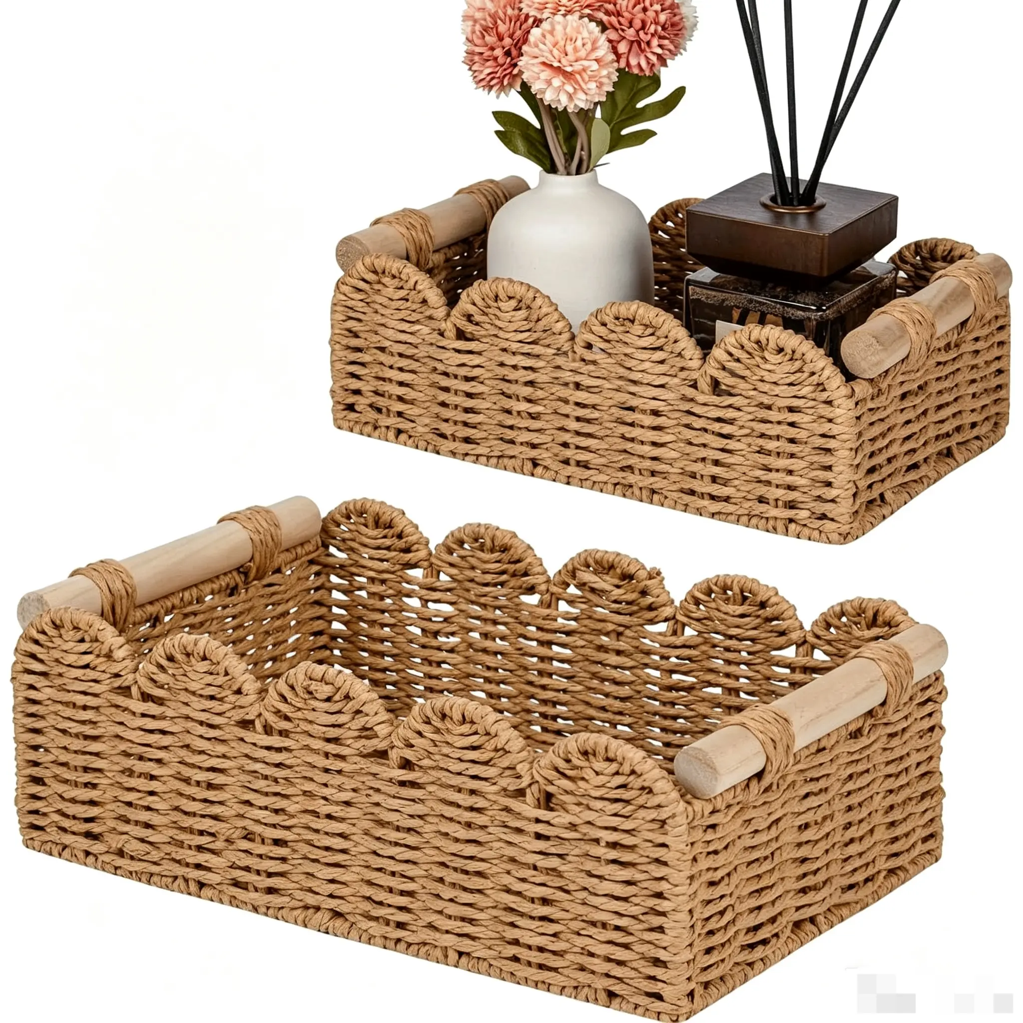 Hand-Woven Eco-Friendly Rectangle Storage Organiser - Casual Organization Basket for Home Sundries