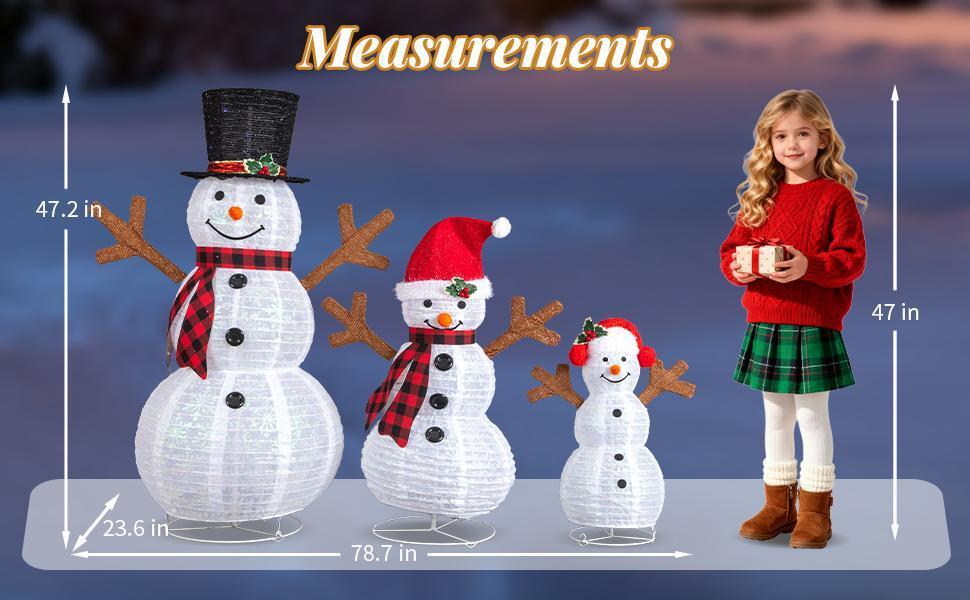 Ubesgoo 3 Lighted Snowman Family Christmas Yard Decorations 4FT 3FT 2FT Pre-lit Pull Up Snowman with 270 White LEDs for Xmas Outdoor Holiday Indoor Decor Lighted Holiday Displays