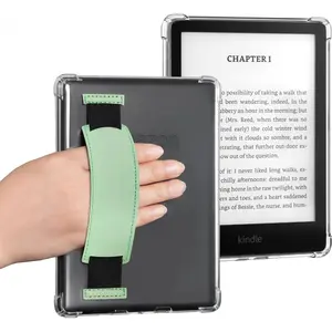 Crystal Clear Case Cover with Hand Strap for 7" All-New Kindle Paperwhite 12th 2024 or Kindle Colorsoft 1st 2025 Signature Edition, Shockproof Thin Silicone Case (Light Green)