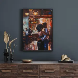 Oil art painting , Love art, Black King and Queen, Man and woman, African Painting, Vintage Black Girl Print, Art print, Black couple | High-Quality Photo Paper Print | NO FRAME