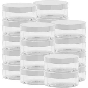 20 count 2 Ounce Plastic Jars Containers Round Screw   Jars Leak Proof Clear Containers for , Salves, Balms, Lip Balm or Others, White