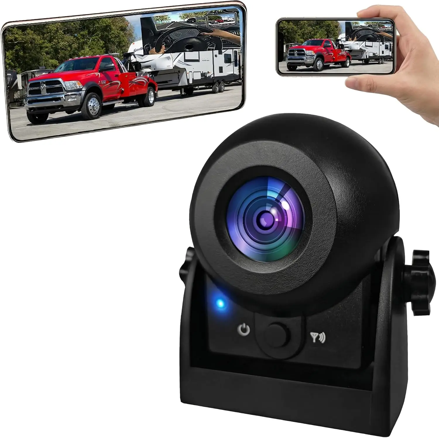 Wireless Backup Camera 1080P HD Magnetic Rear View for Truck RV Trailer CarPlay Android Auto No Drill Install Rechargeable Battery Night Vision IP68 Safety