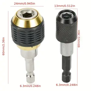 2pcs - 60mm quick-change drill chuck adapter with hexagonal shank, a multi-purpose tool suitable for woodworking and DIY projects.