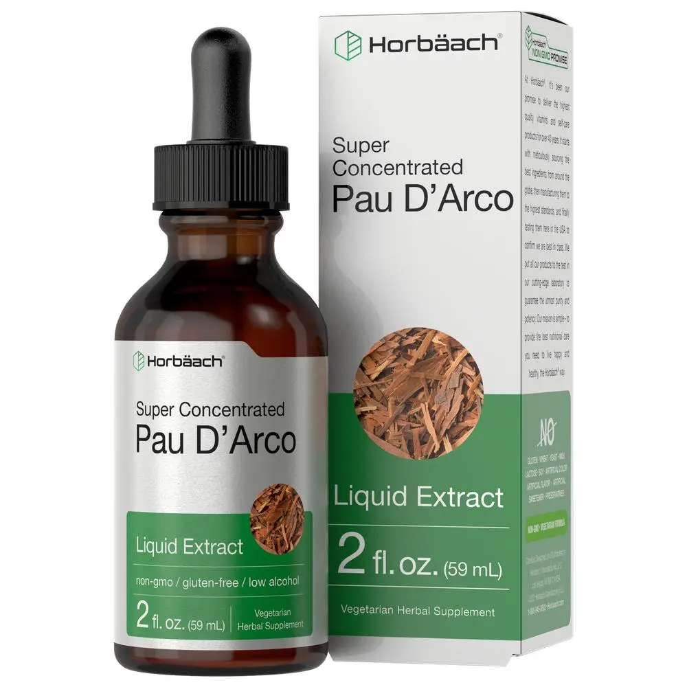 Horbaach Pau D Arco Bark Tincture | 2 fl oz | Tabebuia Avellanedae Herb Extract | Low Alcohol Liquid Drops | Vegetarian, Non-GMO & Gluten Free Herbal Supplement