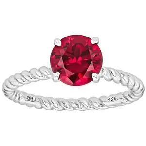 JTV Red Lab Created Ruby Rhodium Over Sterling Silver Ring 2.04ct
