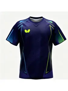 Spring new butterfly youth plus size table tennis uniform short sleeved printed men's and women's sports T-shirt