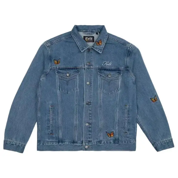 FELT "Butterfly Garden" Light Washed Denim Jacket
