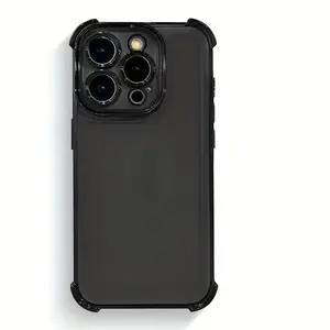 Black Plated Border Transparent TPU Soft Case for iPhone 17 16 15 14 13 12 11Pro Max Plus Four Corner Air Cushions Anti-D Scratch-Resistant Mobile Phone Case with Lens Precision Hole Protection