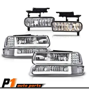 Fit For 99-02 LED DRL Headlights Chevy Silverado 00-06 Tahoe Lamps & Fog Lights Car Accessories Truck