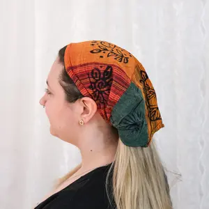 Patchwork Headbands, Cotton Head Wraps, Handmade Turbans, Patch Unisex  Hair Wraps, Bohemian Festival Fashion, Boho Hair Accessories
