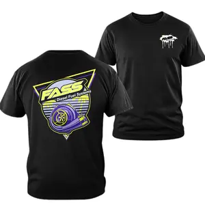 180g[100%cotton]FASS Diesel Turbo Graphic T-shirt, 2 Sides Retro Performance Fuel Systems Turbocharger Illustration, Soft Cotton Blend Workwear Tee for Men Women Mechanics Diesel Truck Fans Gift outdoorfun