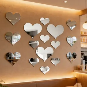 20PCS Acrylic Heart Mirror Wall Stickers, Removable Self-Adhesive Mirror Decals, 3D Love Heart Wall Decor for Bedroom, Living Room, Bathroom, Wedding Decorations