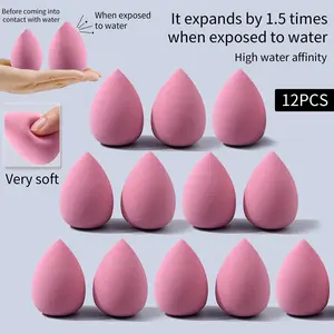 12 Soft Beauty Sponges, Multi-Color, Latex-Free, Wet & Dry Use, Dual-Purpose, Elegant Makeup Applicators, Ideal for Liquid Foundation, Powder