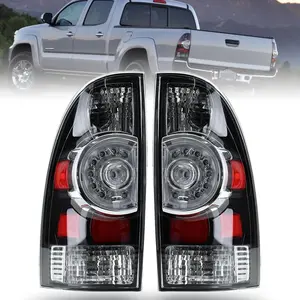 Toyota Tacoma Tail Light Assembly 2005-2015 Driver & Passenger Side LED Taillights Brake Signal with Bulb Harness Black Housing Style OE Replacement