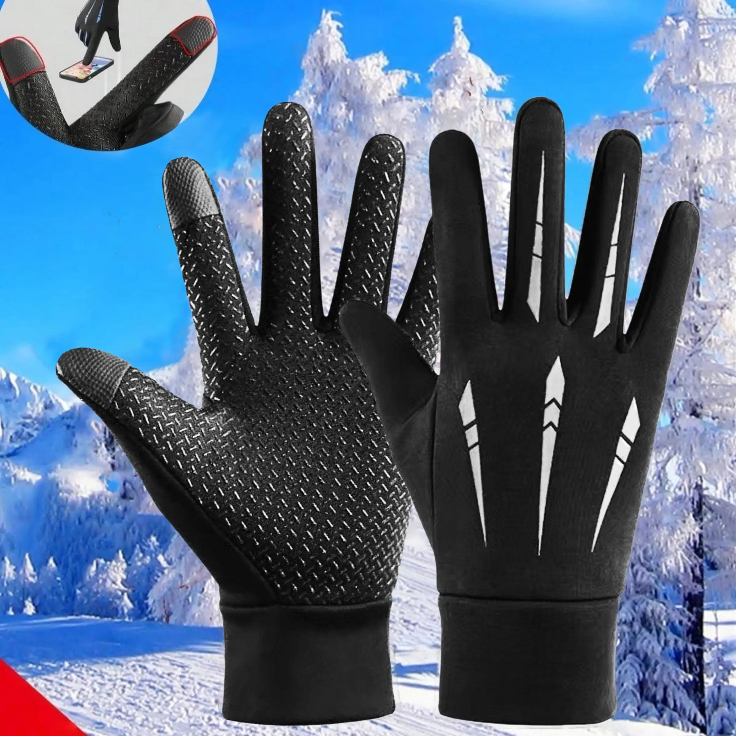1 pair, men's winter warm gloves, unisex gloves, bicycle gloves, touchscreen gloves, snow gloves, ski gloves, Outdoor Sports Gloves, Biking Gloves
