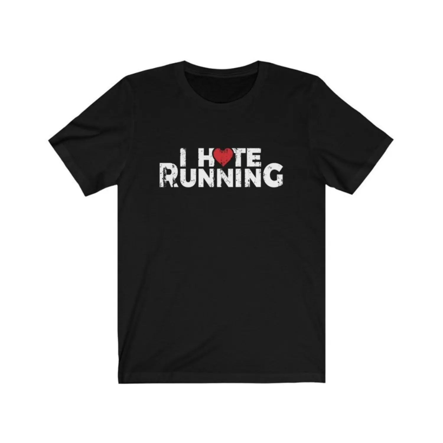 Funny Graphic Tee,I Hate Running Heart Shirt, Funny Cardio Shirt, Love Running T-Shirt, Fitness Gym Workout Clothes, Exercise Workout Clothing Men & Women Top Casual, Shortsleeve, Round Neck
