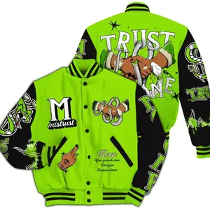 Electric Green 6s Matching Varsity Jacket - Street Style Snake Print IQ3