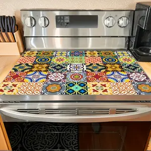 1pc Bohemian Style Floral Printed Countertop Mat, Suitable for Surfaces, Quick-Drying Rubber Non-Slip Protective Mat, Ideal for Coffee Bars, Home Accessories, Stylish Non-Slip And Scratch-Resistant, Perfect for Dining Table Parties, Stoves