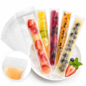 100 PCS Disposable Ice Popsicle Bags, Disposable Ice Pop Mold Bags with Zip Seal, Leakproof Freezer Tubes for DIY Homemade Popsicles, Smoothies, Juice, Yogurt & Fruit Treats, Kids Summer Party Snacks