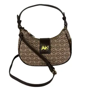 Anne Klein AK Logo Print Shoulder Bag with Adjustable Crossbody Strap Gold AK Buckle for Any Occasion Stylish & Functional