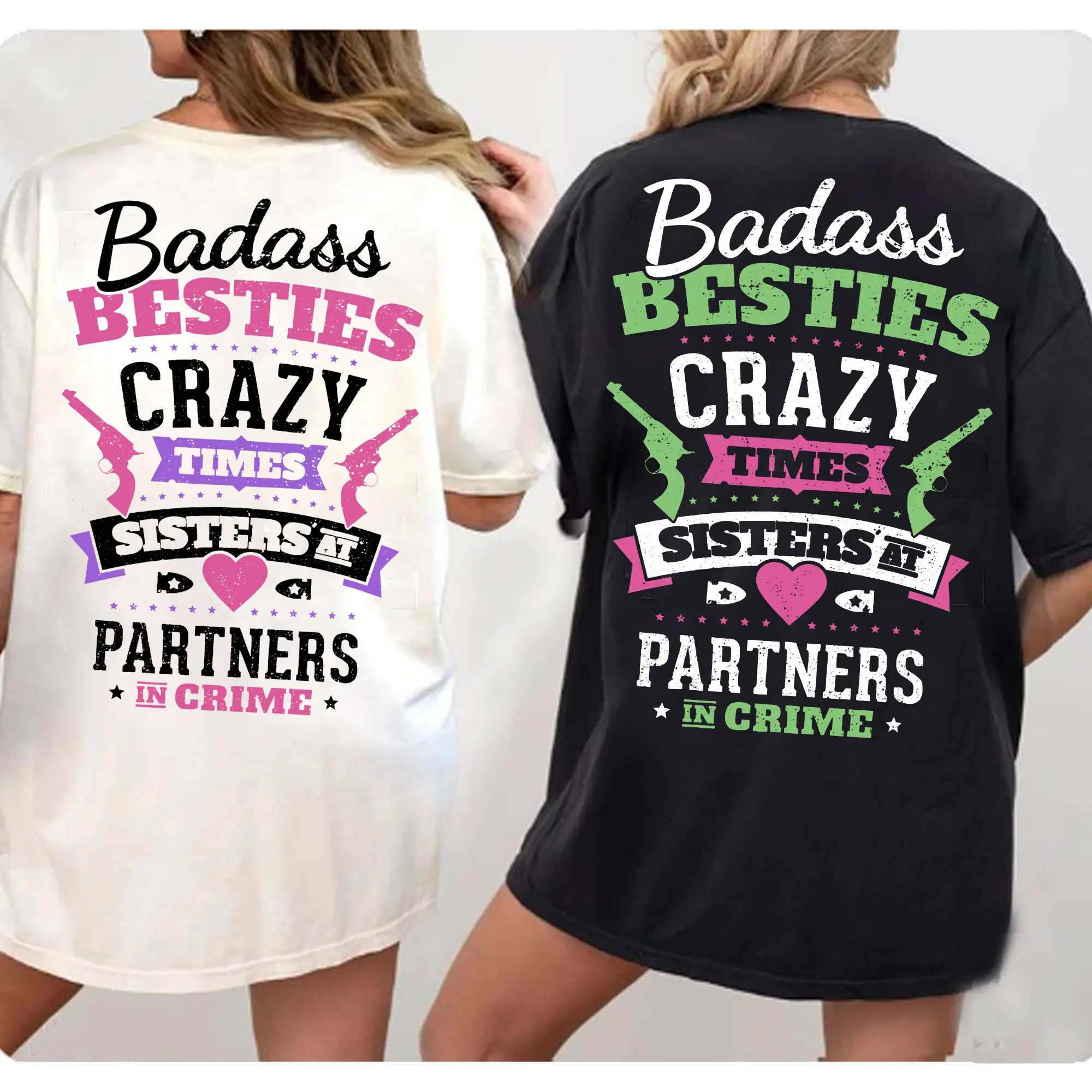 Best Friend Couples T-shirt, Besties Crazy Times Sisters Partners In Crime Matching Unisex Tee Funny Couple Shirt, Best Gift For Her Fit Ribbed
