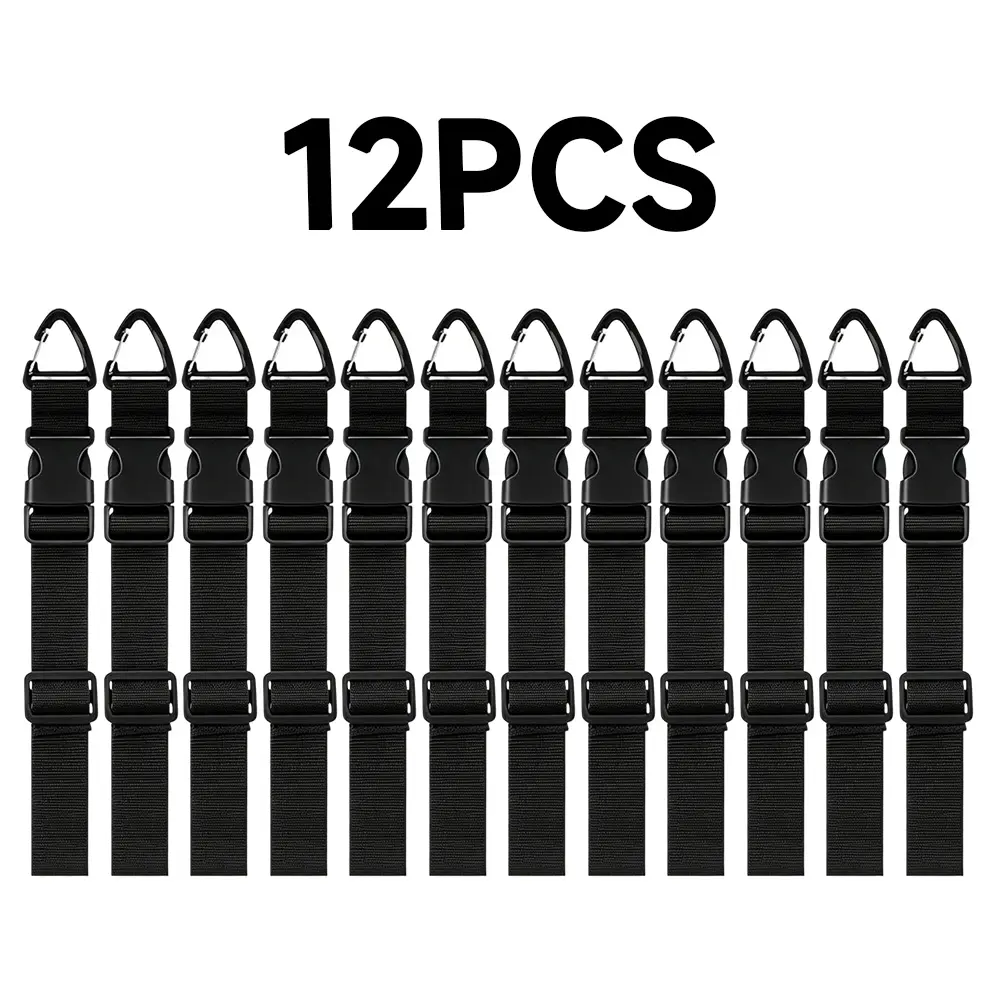 12 Pieces Heavy Duty Adjustable Extension Cord Holder Organizer with Triangle Clips 17-Inch Cord Storage Straps for Garage, Workshop, Home Organization and Storage, Black
