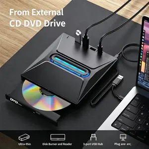 Laptop external CD/DVD drive 6-in-1 USB 3.0 ultra-thin portable DVD player/CD burner/CD-ROM+/- RW external USB CD reader compatible with desktop/laptop Mac, Windows 11/10/8/7, Linux