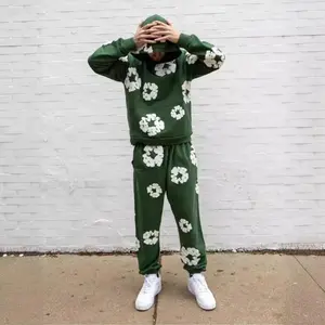2025 New Printed Hooded Sweatshirt Suit, Men's Fashionable And Versatile Pants Suit