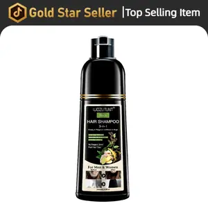 3-in-1 Black Hair Dye Shampoo Herbal Formula with Ginseng Covers Gray Hair Natural Plant Haircare for Salon-Quality Results Flawless Radiant