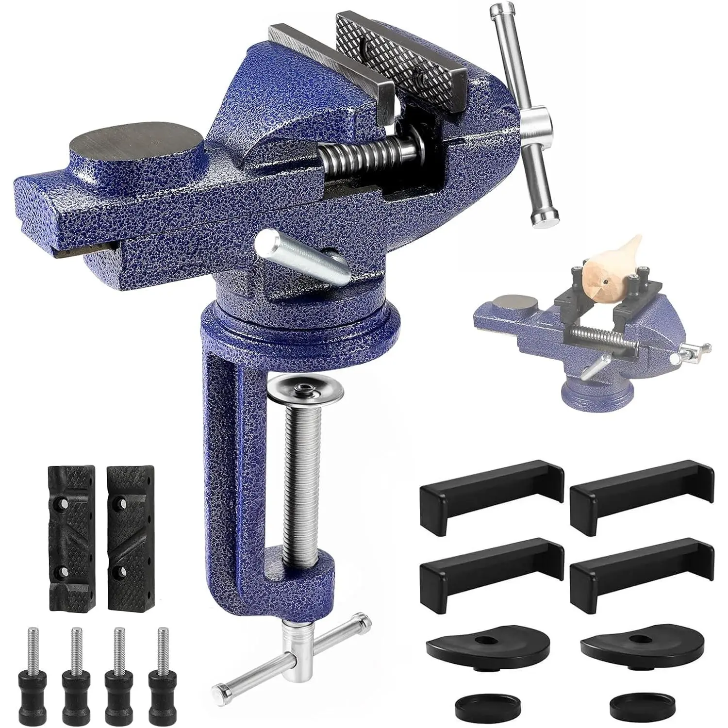 Universal 360-Degree Rotating 3inch Table Vise° Suitable for woodworking, drilling, sawing, and metalworking multifunctional jaw work clamp vise bench vise fixture